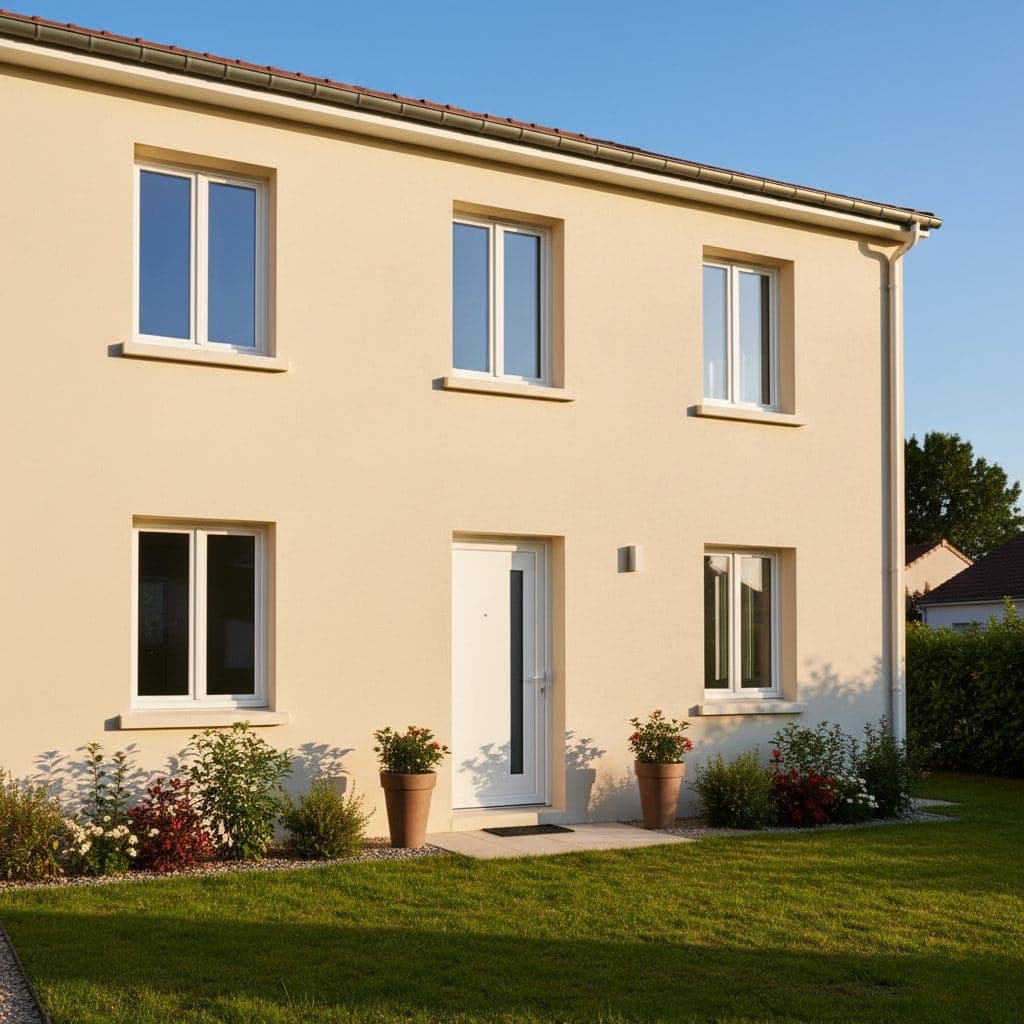 Façade de maison rénovée avec de nouvelles menuiseries par REM Fermetures à Belfort